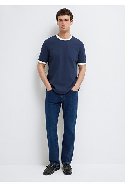 Mavi Piping Detailed Navy Blue T-Shirt Loose Fit / Comfortable Cut 0613223-70490