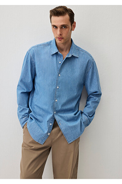 Mavi Theo Edition Hellblaues Jeanshemd Slim Fit / Eng anliegend 0211655-90893