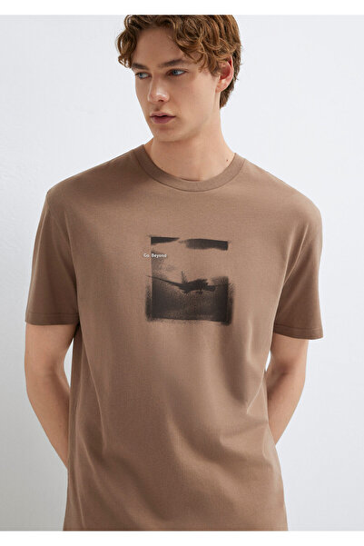 Mavi Printed Brown T-Shirt Loose Fit / Relaxed Comfortable Cut 0613638-88091