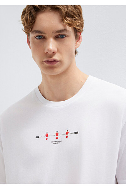 Mavi Printed White T-Shirt Loose Fit / Comfortable Loose Cut 0613632-620