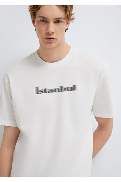 Mavi Istanbul Printed Ecru T-Shirt Loose Fit / Comfortable Cut 0613664-70057