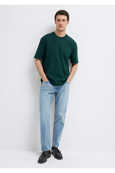 Mavi Grünes Basic-T-Shirt mit lockerer Passform / Bequemer Schnitt 0611924-85173