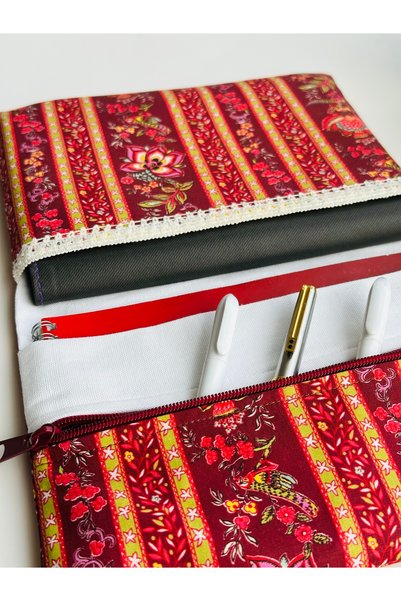 harmony dirndl Zippered Multi-Compartment Book Bag │ Patterned Book Notebook Cover Organizer