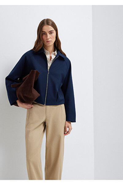 Mavi Lacivert Crop Ceket Oversize / Geniş Kesim 1110820-82318