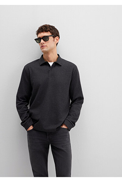 Mavi Langarm-Interlock-T-Shirt Anthrazit für Herren M0613041-80024