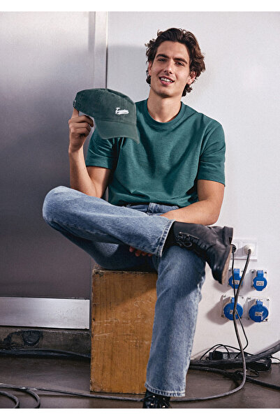 Mavi Yeşil Basic Tişört Loose Fit / Bol Rahat Kesim 0613146-71930