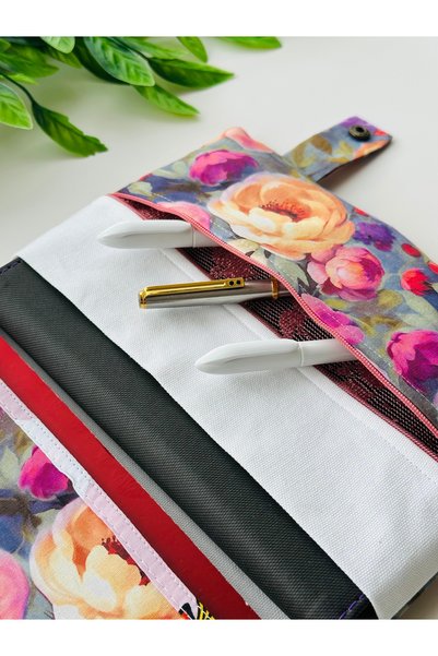 harmony dirndl Zippered Multi-Compartment Book Bag │ Patterned Book Notebook Cover Organizer