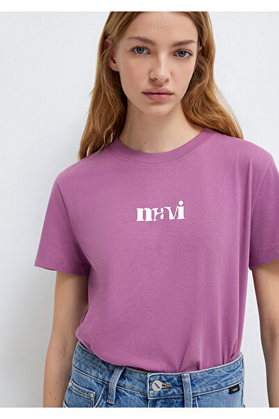 Mavi Bedrucktes lila T-Shirt Regular Fit / Normal Fit 1612241 -70987
