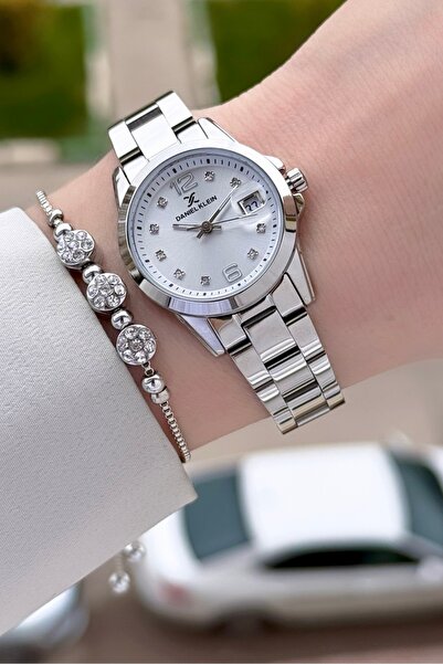 Daniel Klein Silver Color 28 mm Women's Wristwatch and Bracelet