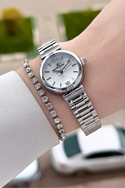 Daniel Klein Silver color 26mm women's watch and bracelet