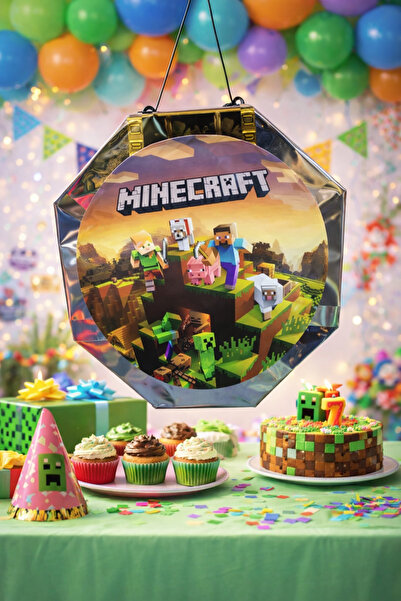 Fillikutum Minecraft Temalı Pinyata ve Sopası – Katlanabilir Doğum Günü Parti...