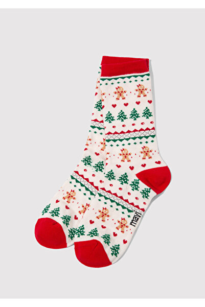 Mavi Christmas Themed White Socks 1912189 -620