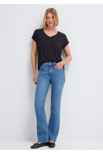 Mavi Μαύρο παχύρρευστο T-shirt με λαιμόκοψη - Regular Fit167714-900