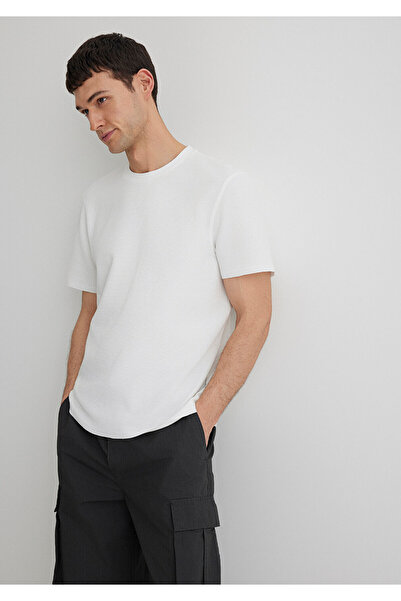 Mavi Textured White Basic T-Shirt Regular Fit / Regular Fit 0610277 -70054