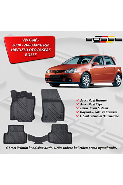 BOSSE VW Golf 5 Paspas Araca Özel 2004 2008 Arası 3D Havuzlu Oto Paspas