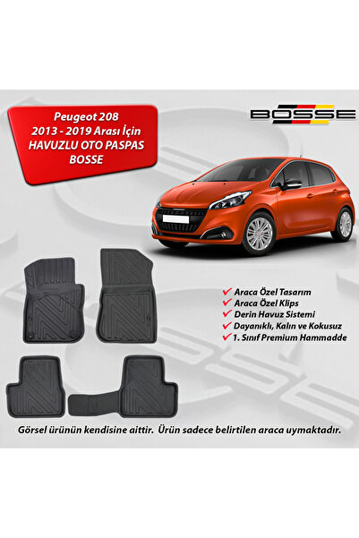 Peugeot 208 Paspas Araca Özel 2013 2019 3D Havuzlu Oto Paspas