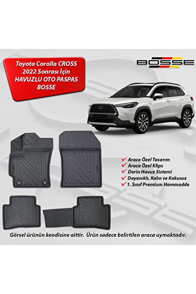 BOSSE Toyota Corolla Cross Paspas Araca Özel 2022 Sonrası 3D Havuzlu Oto Paspas