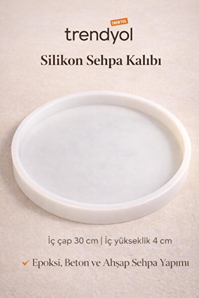stonechem 30 cm Çap 4 cm Yükseklik Epoksi Kalıp 1 cm Et Kalınlığı Saat, Sehpa...