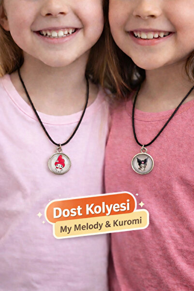Elfida Shop My Melodi ve Kuromi 2 li Arkadaşlık Dostluk Kolyesi Karne Hediyesi