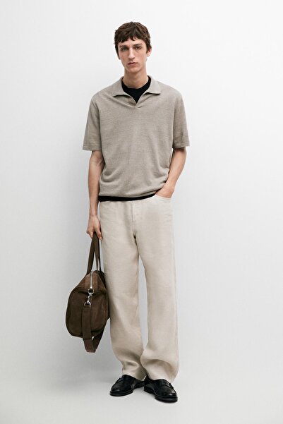 Massimo Dutti Keten V yaka polo yaka kazak