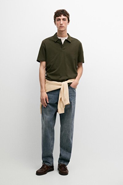 Massimo Dutti Mikro dokulu pamuk karışımlı polo t-shirt