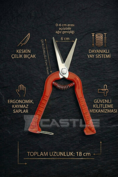 LAZBİSA Castle Cst-17x Budama Makası Budama Testeresi Dal Budama Ve Aşı Çakısı Bıçağı 4 Lü Set