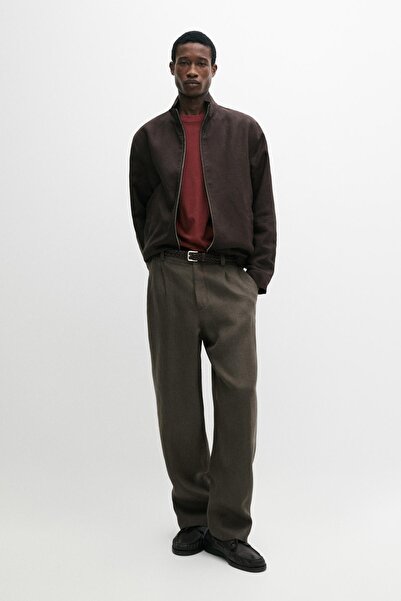 Massimo Dutti Balıksırtı keten pantolon
