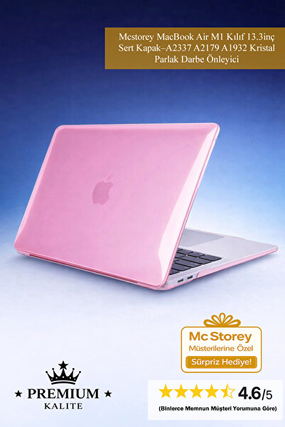 Mcstorey MacBook Air M1 Kılıf 13.3inç Sert Kapak–A2337 A2179 A1932 Kristal Pa...