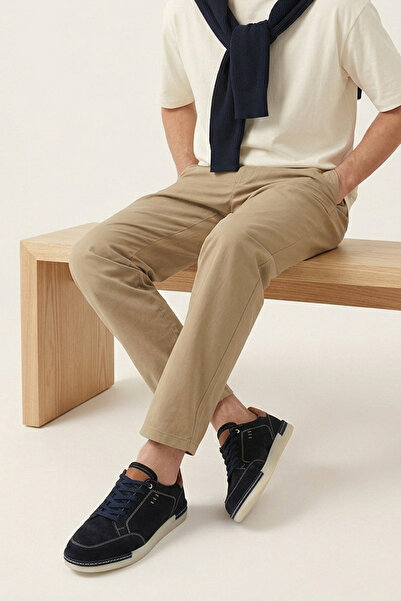 Ziya , Men's Genuine Leather Casual Shoes 1611064Z226 Navy Blue