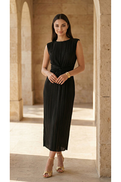 LAMİFUSTORE Πλισέ φόρεμα DANIEL με λεπτομέρεια στη μέση