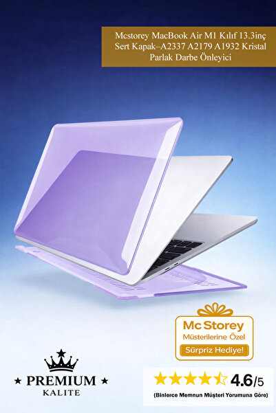 Mcstorey MacBook Air M1 Kılıf 13.3inç Sert Kapak–A2337 A2179 A1932 Kristal Pa...