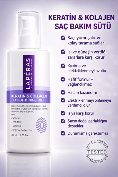 LAPÉRAS Besleyici Canlandırıcı ve Koruyucu Keratin & Collagen Saç Bakım Sütü ...