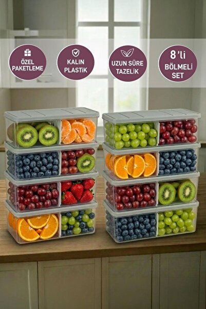 SELKA HOME 8 Pieces 2 Lt. Nora Compartmentalized Organizer Refrigerator Freez...