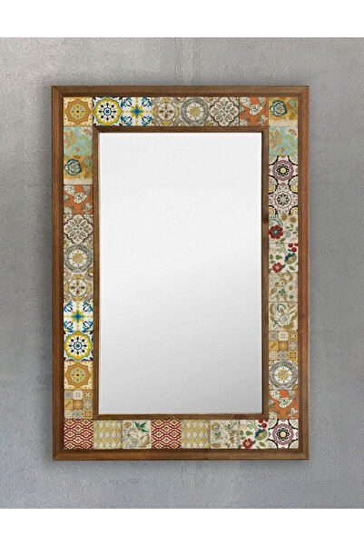Oscar Stone Decor Masif Çerçeveli Mozaik Taş Ayna 43 cm X 63 cm