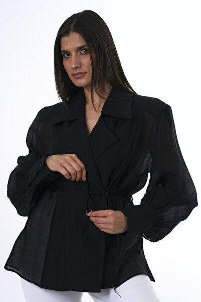 ABBRA Γυναικείο πουκάμισο σιφόν με κορδόνια Με βάτες