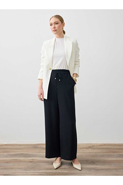 Refka Beli Comfortable Fit Trousers with Rubber Detail - Black -