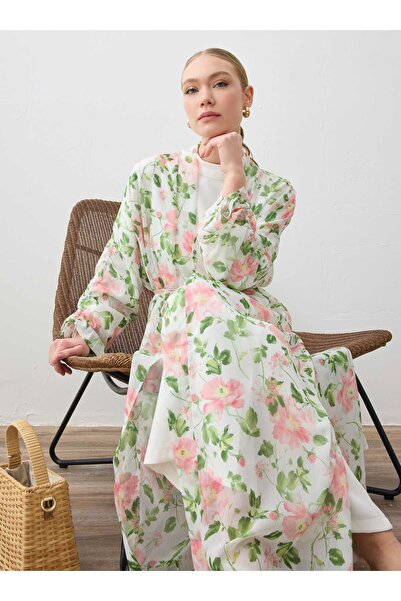 Refka Τυπωμένο σιφόν κιμονό - Ροζ σχέδιο-