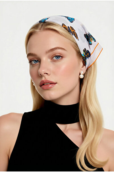 ALS Tasarım Dünyası Λευκό Χρώμα Ύφασμα με Σχέδιο Πεταλούδας 100% Βαμβακερή Μπ...