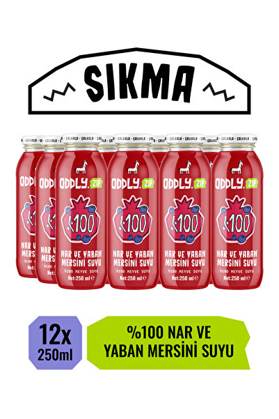ODDLY .ZIP %100 Nar Yabanmersini Suyu 12x1 250 ml İlave Şeker İçermez --