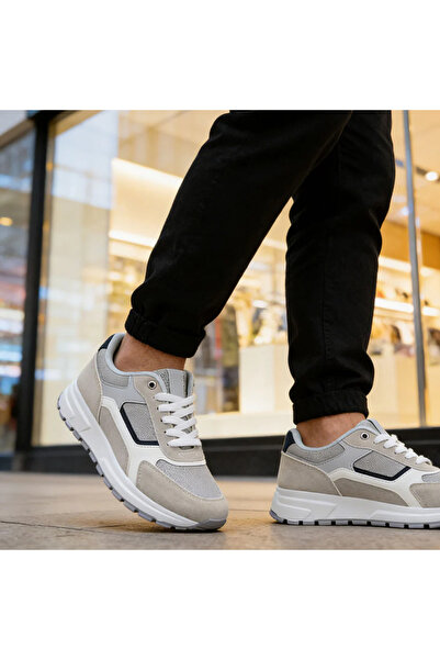 Tmall Pantofi sport bărbătești, cu inserții de plasă, B4001, gri deschis