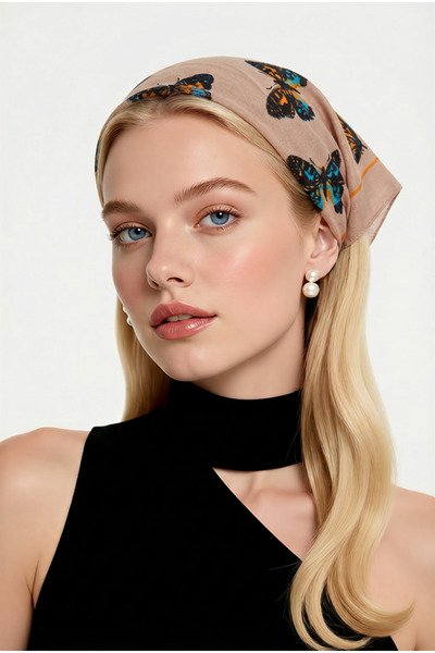 ALS Tasarım Dünyası Κρεμ χρώμα ύφασμα με σχέδιο πεταλούδας, 100% βαμβακερή μπ...