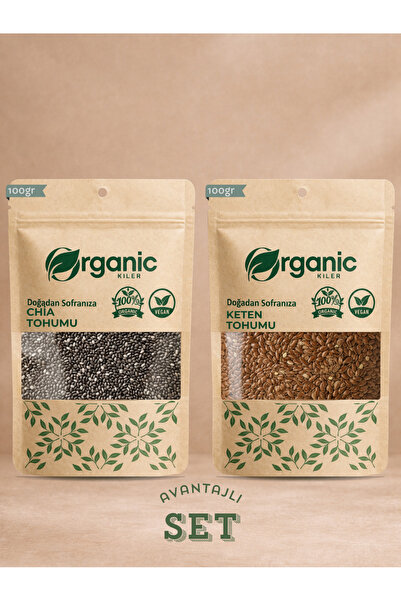Organic Kiler Chia Tohumu & Keten Tohumu İkili Set 100gr