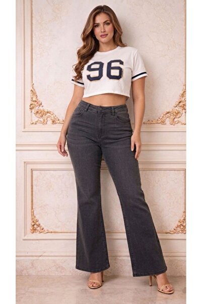 nd jeans Γυναικείο παντελόνι τζιν ισπανικού τύπου με ψηλή μέση, ελαστικό, άνε...