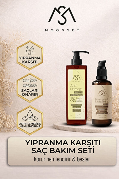 moonset Yıpranmış Saçlara Özel Bakım Seti, Kolajen Keratin Şampuan Yağ