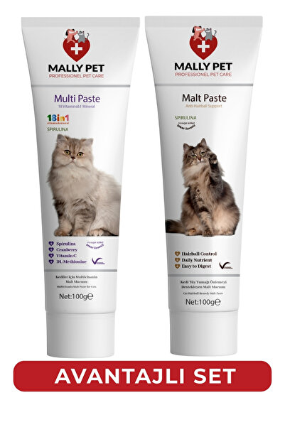 MALLY PET PROFESSIONEL PET CARE Kediler İçin Malt Paste Seti (Malte Paste + M...