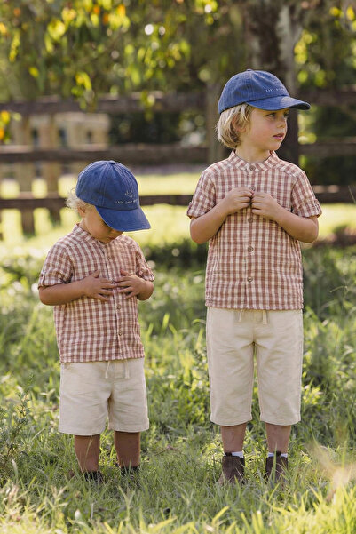 Cigit Σετ πουκάμισο μουσελίνας 1-8 ετών ανοιχτό καφέ