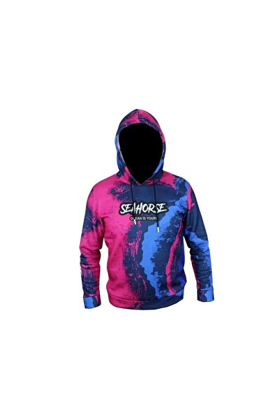 SEA HORSE Angler Hoodie Blue Pink Label