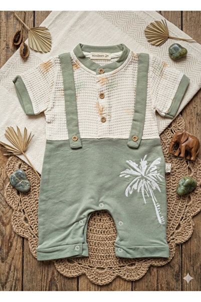 Nexvora Palm Patterned Baby Boy Romper Summer Jumpsuit 6 Months 9 Months 12 M...