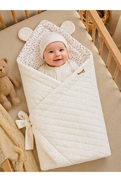 Tomuycuk Ecru Girl Boy Baby Blanket Natural Sleeping Swaddle Hospital Exit Ne...