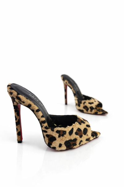 HAYYSHOES Orion Leopar Tüylü Hakiki Deri Astarlı Kaplama Topuk Aynalı Jürdan ...